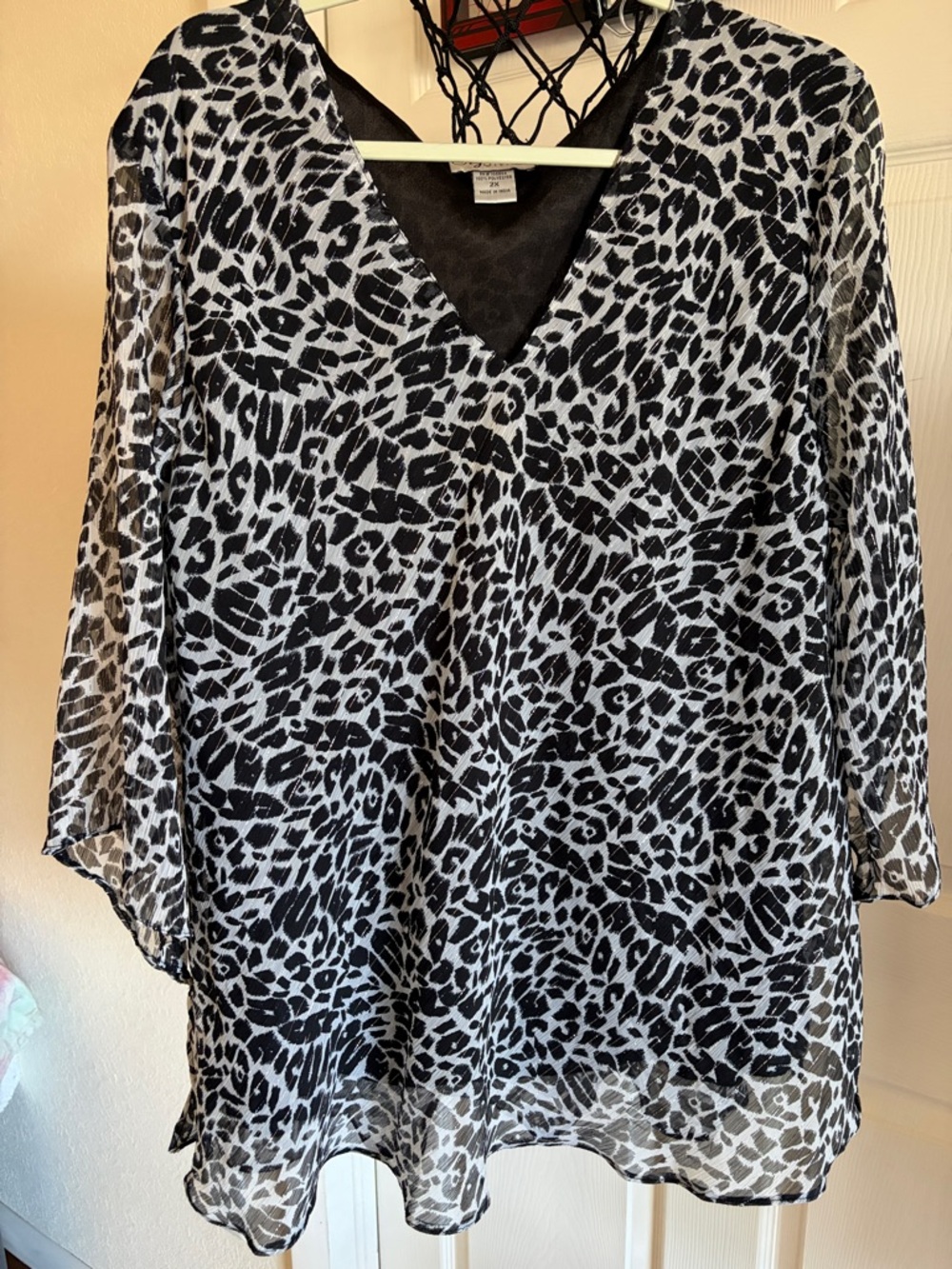 Leopard Print Sheer Women's Top